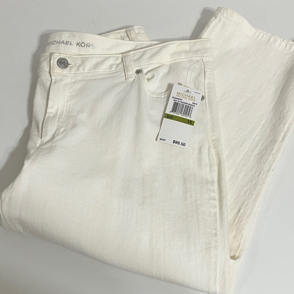 New Michael Kors White Skinny Leg Capris in Size 14